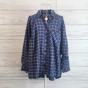 BDG Urban Outfitters button-down plaid shirt - blue & white Size XS(runs big)